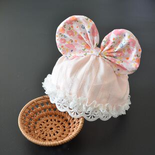 宝宝遮脑门帽婴儿护囟门发带帽夏季薄款小公主可爱大蝴蝶结超萌