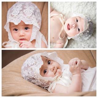 婴儿帽蕾丝帽女宝宝夏季帽子新生儿纯棉网纱花边公主帽0-3-6个月