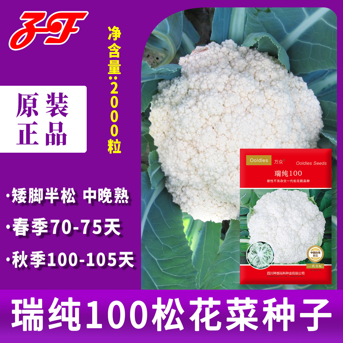 台湾青梗松花菜种子瑞纯100春季秋季矮脚绿梗菜花冬季耐寒白菜花