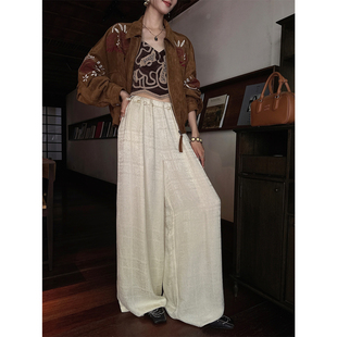 【呼呼严选专享】【非晚】国风天丝麻阔腿裤子宽松早秋季潮