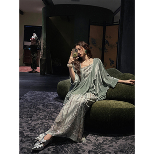 【呼呼严选专享】【声声令】网纱拼接长袖连衣裙子早秋季国风