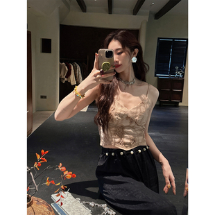 环保麂皮小吊带背心女内搭打底美背上衣 江舟 夏天粉丝专享