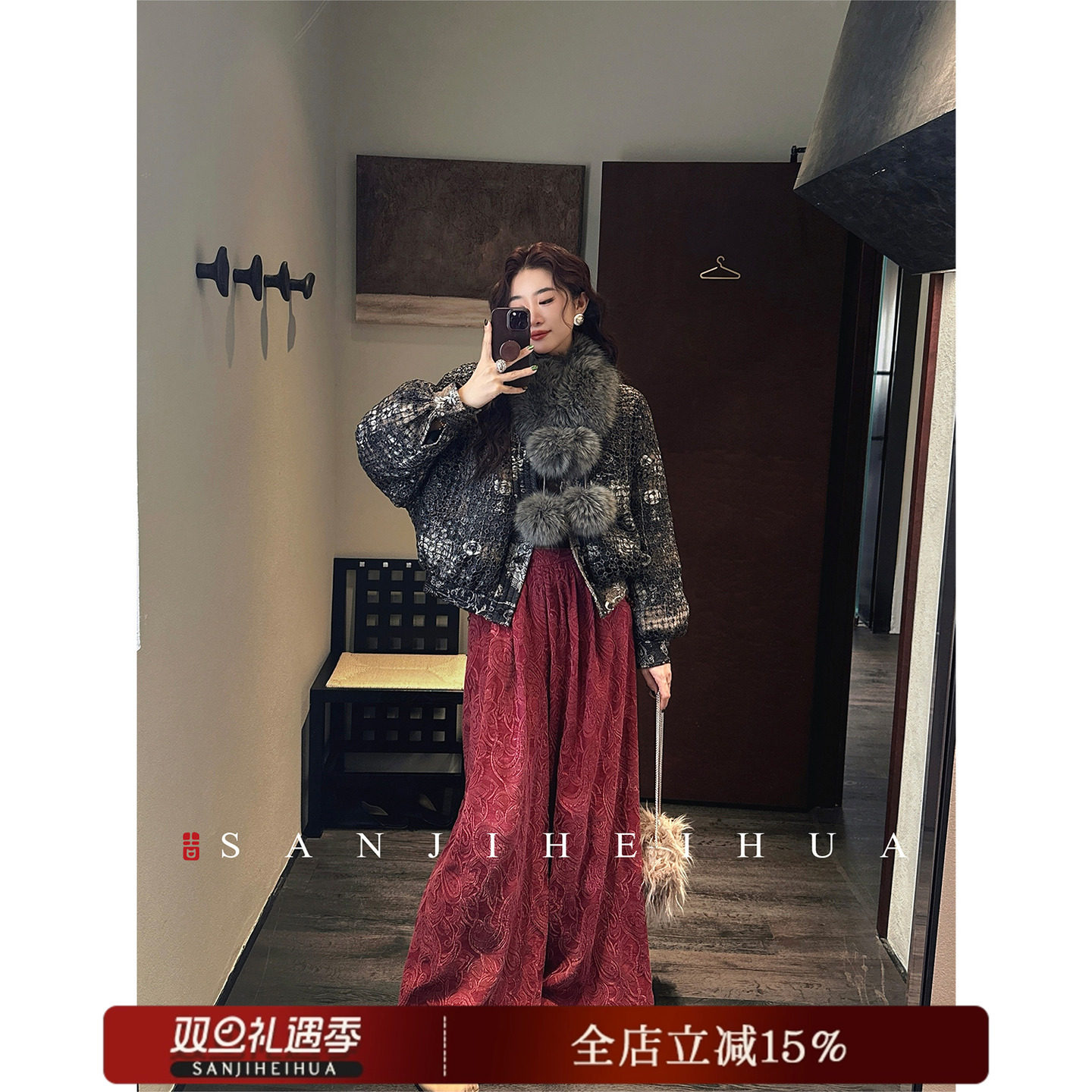 【呼呼专享】【鼓生花】新中式植物双染阔腿裤裤子女新款冬休闲裤,女装/女士精品,汉服裤装,淘宝优惠券,粉丝福利购,淘宝优惠卷