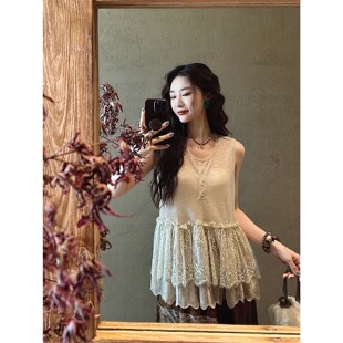 呼呼严选专享 背心女夏外穿无袖 三吉黑花 新中式 上衣女 花棠