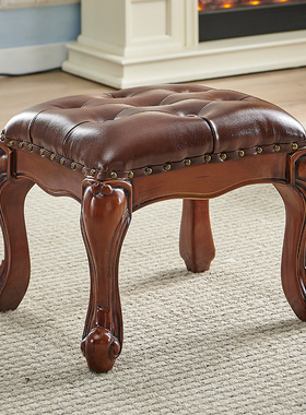 美式小凳子矮凳沙发茶几方凳实木换鞋凳欧式小板凳家用阳台休闲凳