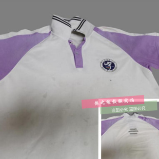 山西霍州三中校服同款夏季短袖白色拼接香芋紫色polo衫上衣