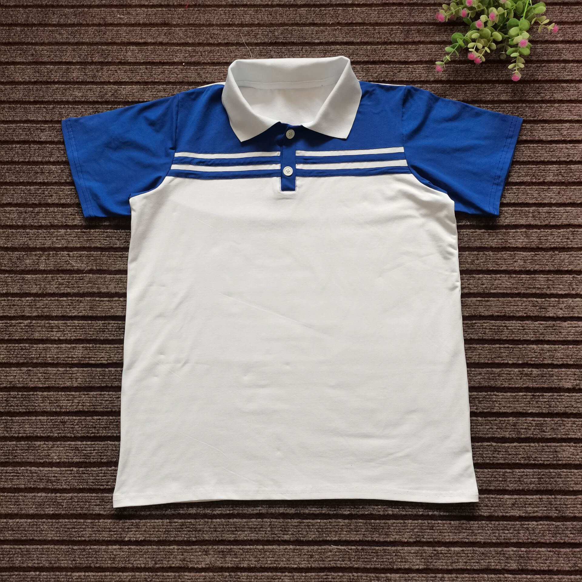 夏季上衣纯棉短袖t恤poLo宝蓝色