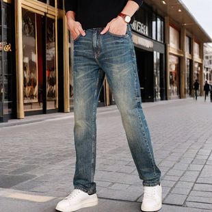 美式 蓝色长裤 休闲005 男直筒修身 大牛传说复古水洗赤耳丹宁牛仔裤