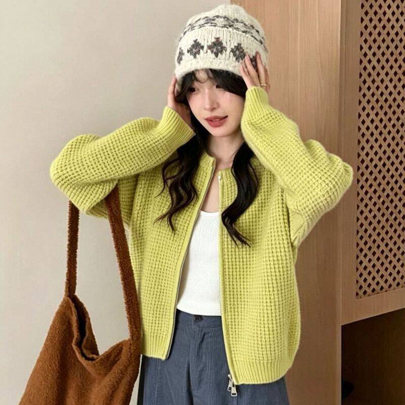 拉链松软毛衣外套双秋冬糯宽女装