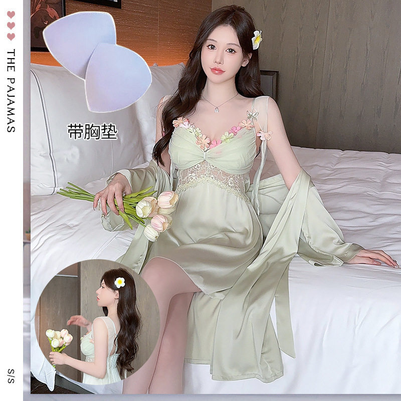 绿色吊带夏季睡裙外袍吊带情调带