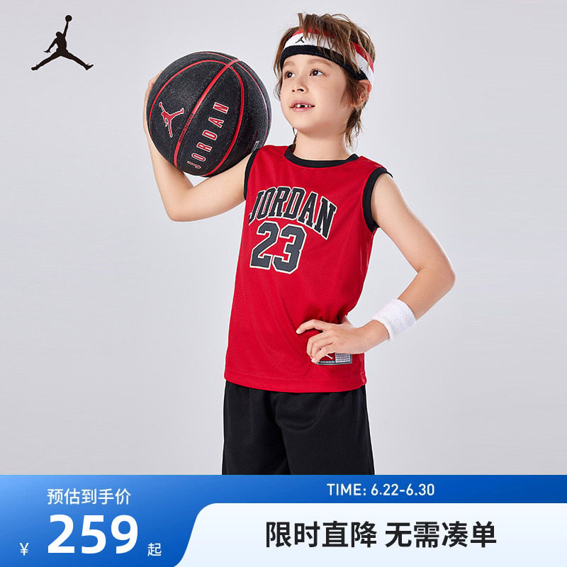 Jordan乔丹儿童装男女童短袖短裤运动装2件套休闲篮球服JD2422048