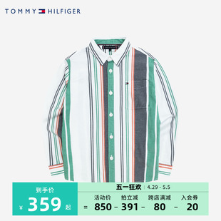 男童条纹长袖 TOMMY儿童童装 新品 中大童上衣潮 2023春秋季 衬衫