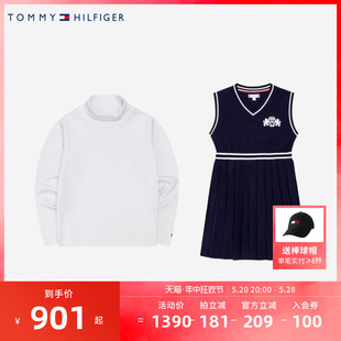 长袖 T恤背带裙2023新品 女童秋冬套装 Tommy童装 女孩洋气英伦公主裙