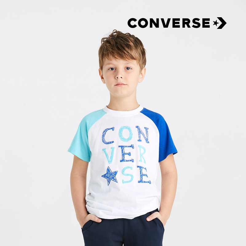 19 夏 新品 Con Ve Rse 匡威 子供服 ヴィンテージバンプ 文字 純粋な綿 短い T シャツ 少年 中国仕入れ Com
