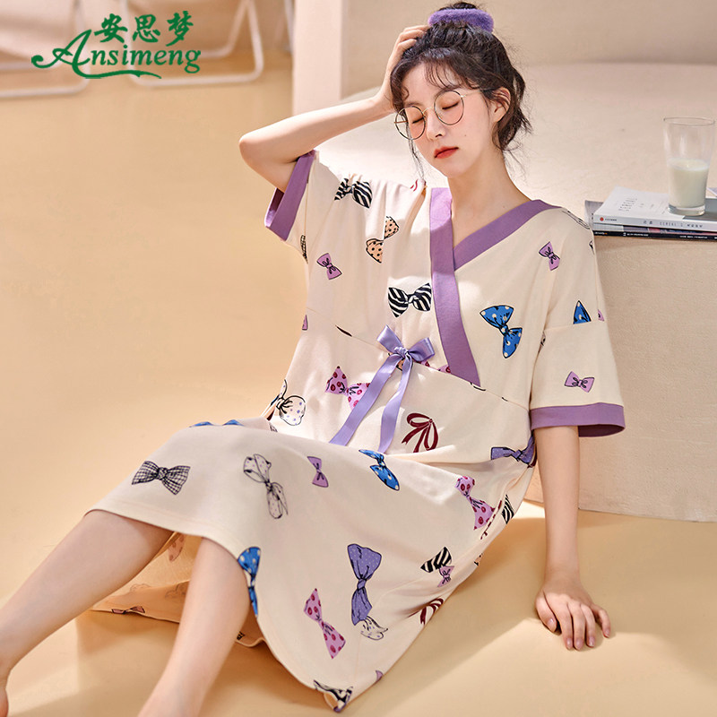 睡裙女2022年新款睡衣女纯棉连衣裙子夏天薄款可爱新清宽松家居服
