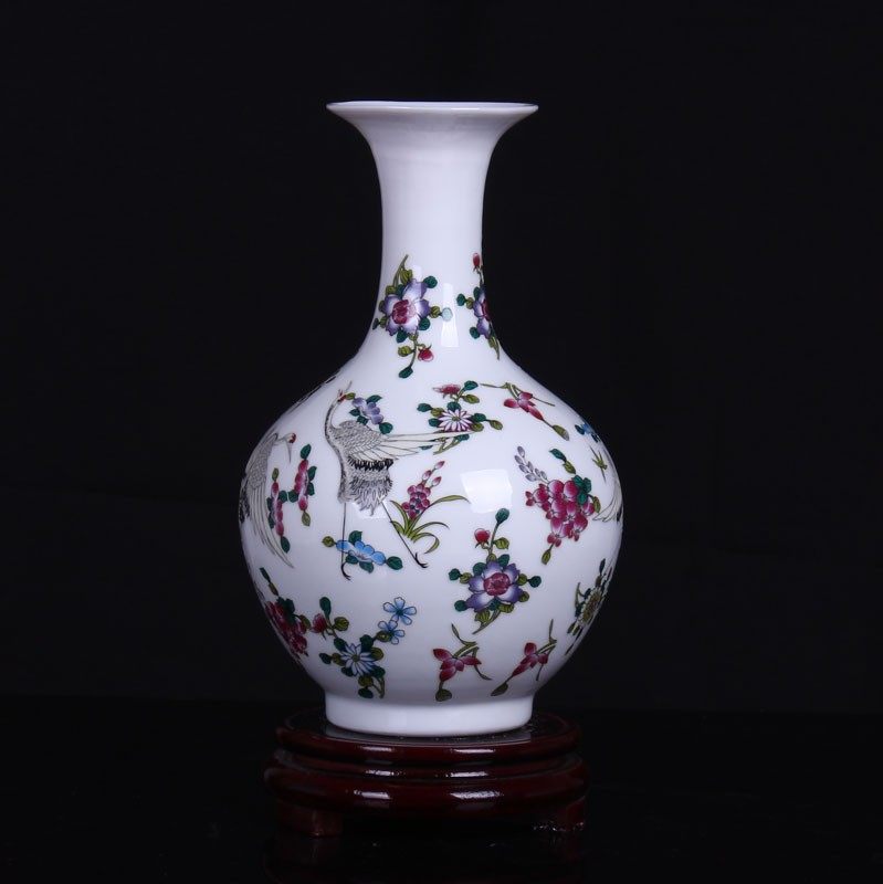 景德镇陶瓷器花瓶 夜光珐琅彩瓶 时尚简约客厅家居装饰工艺品摆件