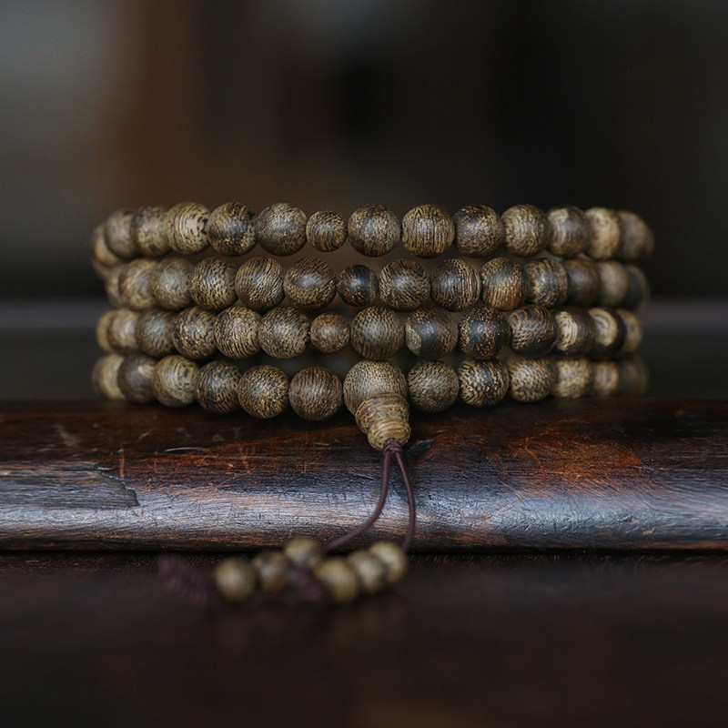 唐域正区保真芽庄绿奇楠沉香念珠108颗正产区手串佛珠手链男女款