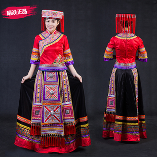 新款晴焱定制少数民族瑶族服装红色新娘主持礼仪舞台盛装女装