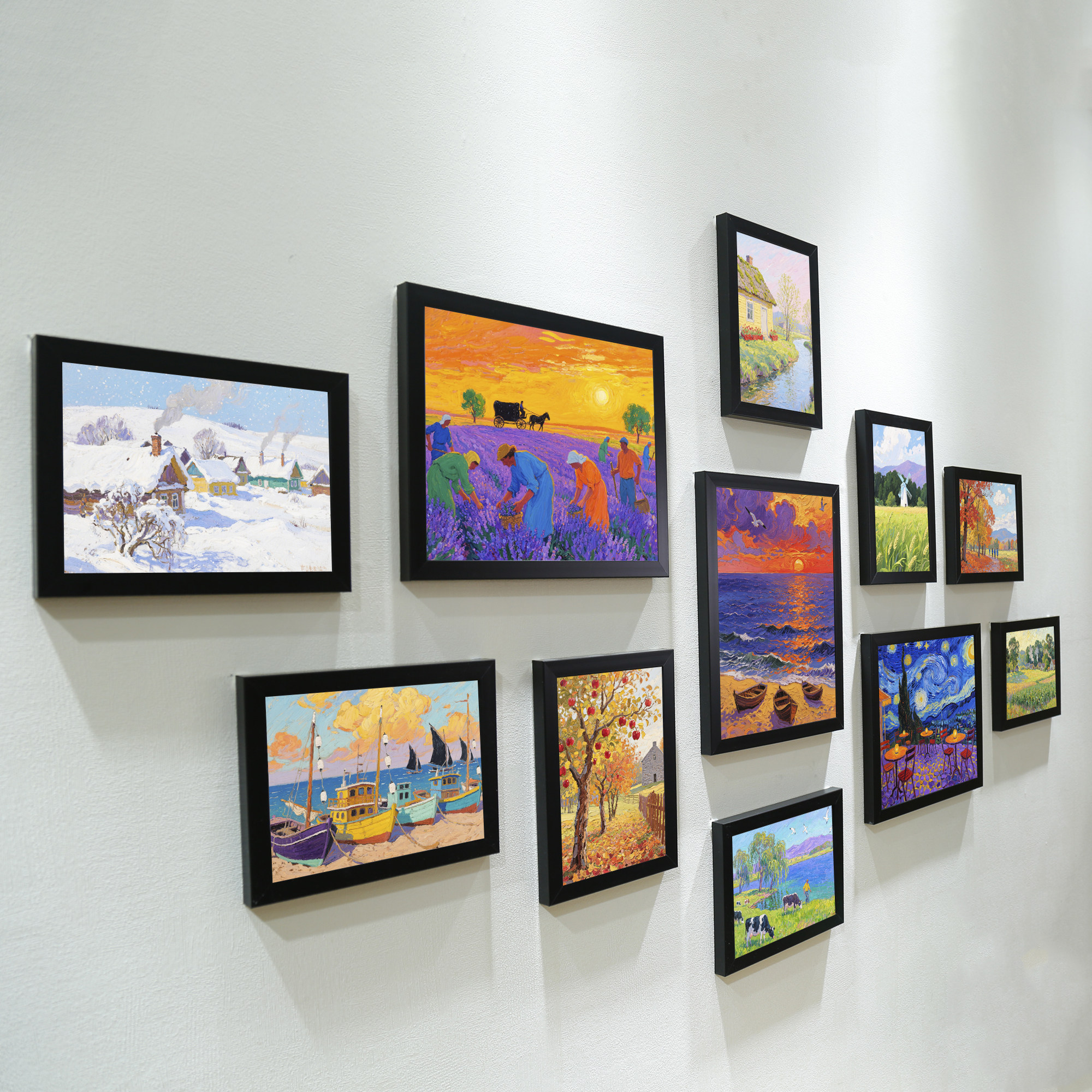 新品油画临摹装饰画现代客厅背景