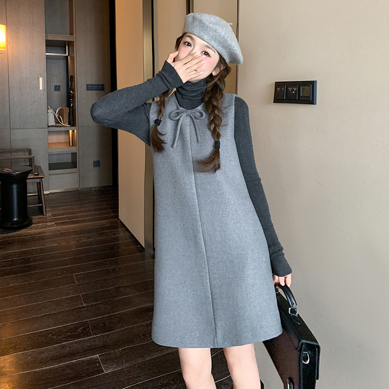 现货 早春新款毛呢无袖连衣裙配毛衣两件套2C233-A015-P165-P239