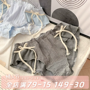 全棉女士舒适保暖中腰棉质内裤 暖灰麦穗 冬季 女生纯棉少女可爱风