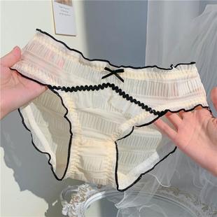 缱绻甜梦 纯欲性感 女生蕾丝甜美网纱透气中腰白色内裤 女2025新款