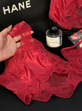 暧昧时刻~女士法式红色镂空女生蕾丝本命年三角裤纯欲性感内裤女