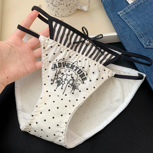 高颜值纯棉透气三角裤 女生2026新款 甜酷复古波点细带内裤 小甜崽