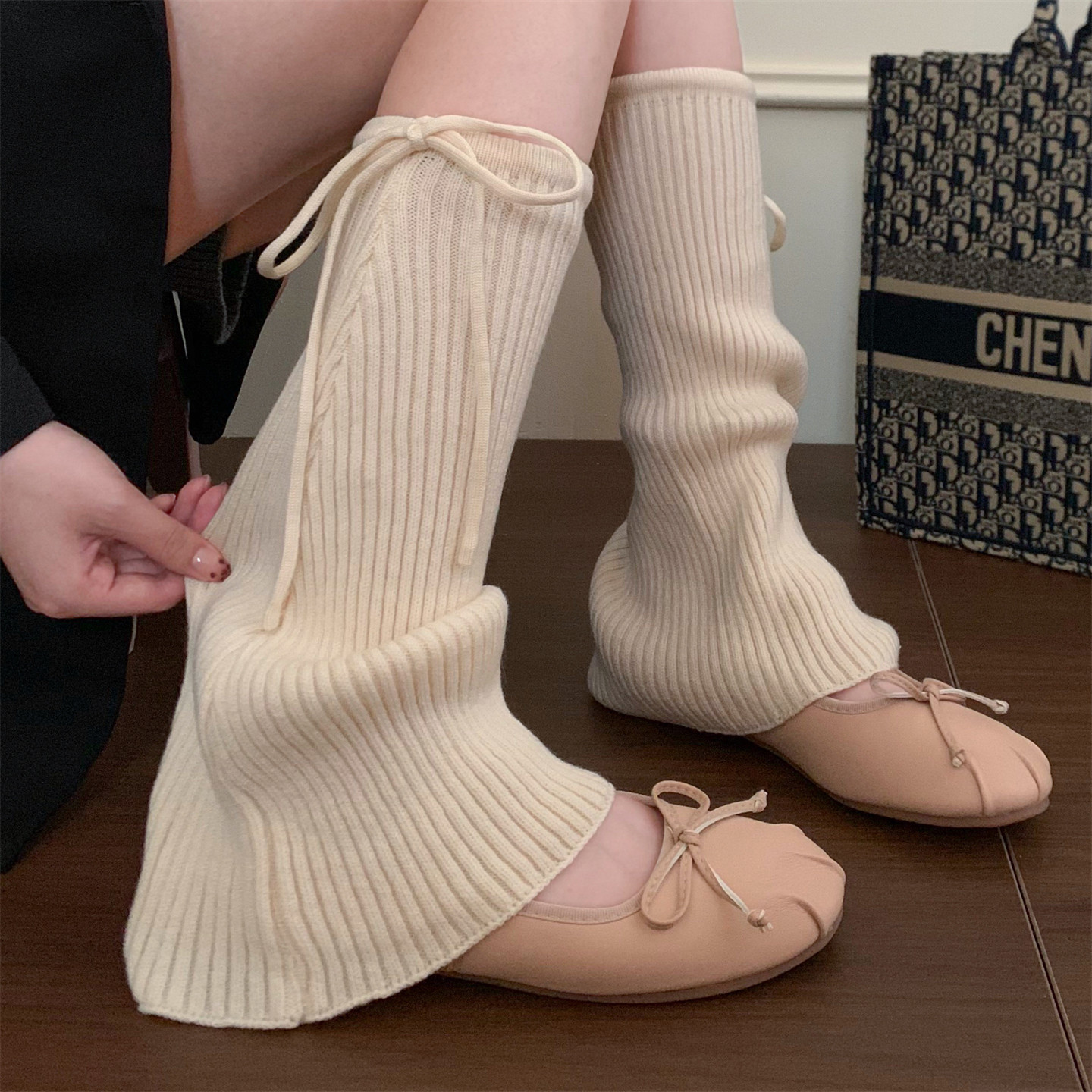 甜酷辣妹风秋冬针织条纹绑带堆堆袜套女亚文化显瘦喇叭小腿套y2k,女士内衣/男士内衣/家居服,中筒袜,淘宝优惠券,粉丝福利购,淘宝优惠卷