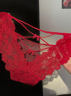 炽恋绮梦~性感红色豹纹蕾丝内裤女2026马年本命年网纱三角裤女士