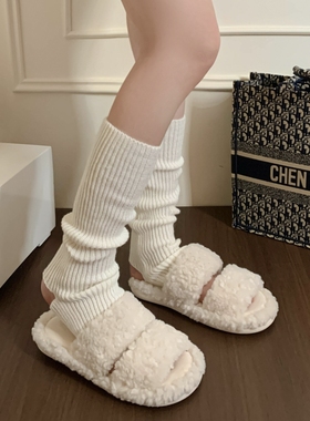 白色jk叠穿踩脚堆堆袜黑色针织袜套女秋冬棕色保暖灰色护小腿袜子