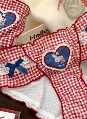 萌趣甜兔~可爱红色本命年绝美内裤女高颜值中腰女士三角裤舒适款