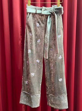 正品24春宽腰带刺绣九分裤LF24C00SP245-240