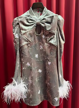 正品 24春刺绣羽毛边连衣裙LF24C00SO308-240