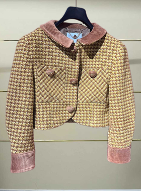 叁正品25秋撞色千鸟格短外套LF25Q51SC210-250