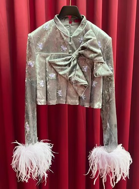 正品24春刺绣羽毛袖口上衣LF24C00SB246-240