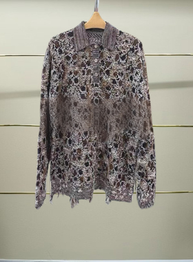 柒正品2025春款翻领做旧针织衫5P1314860-250h超