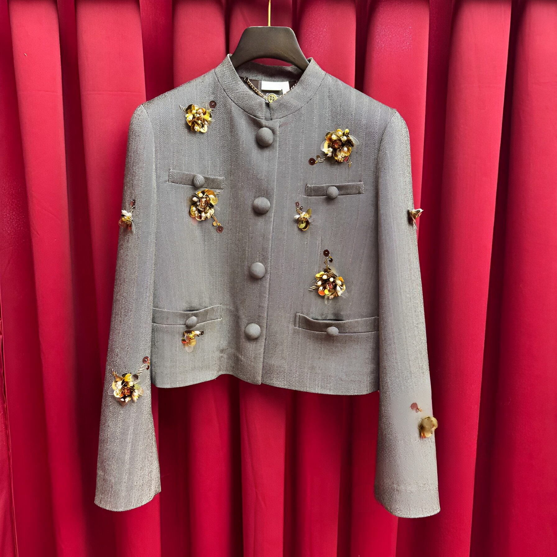 正品 25春人字纹钉珠花朵外套LF25C21SC006-250,女装/女士精品,短外套,淘宝优惠券,粉丝福利购,淘宝优惠卷