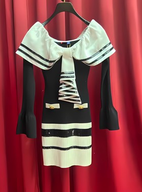 正品23春蝴蝶结针织连衣裙LF23C31001B024-230
