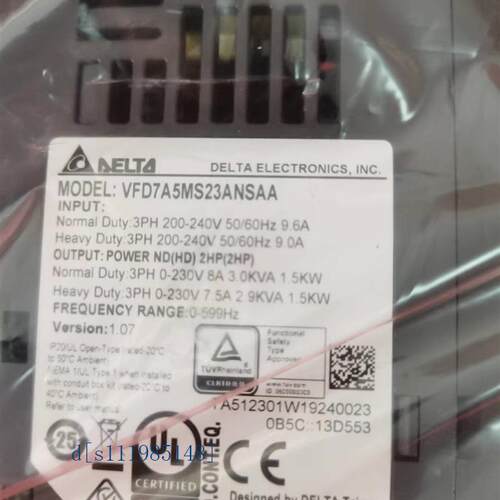 台达变频器VFD7A5MS23ANSAA ,全新原装,质保一年