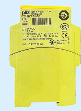 PILZ皮尔兹安全继电器774150 PZE 9P 24VACDC 8n/o 1n/c 777140