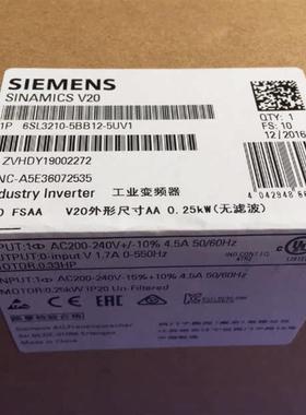6SL3210-5BB12-5UV1 V20 0.25KW变频器6SL32105BB125UV1
