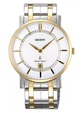 代购Orient东方男士腕表日期夜光计时防刮金属钢带双色防水商务