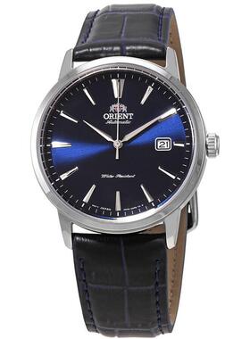 代购Orient东方男士腕表日期自动上链夜光防刮皮带钢壳蓝盘防水