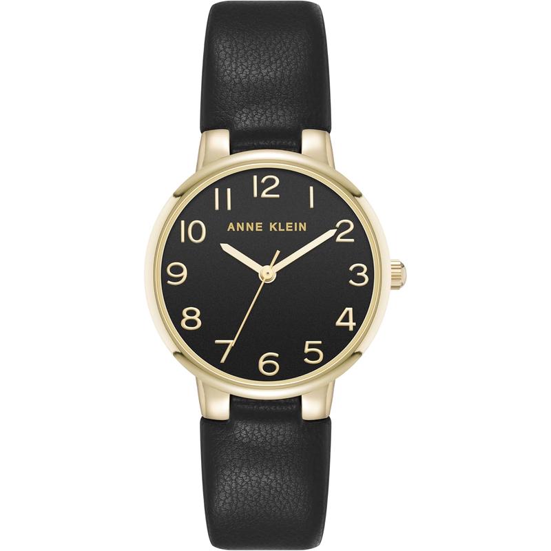 ANNE KLEIN安妮克莱因女士腕表易读夜光防水防刮皮带黑色金属