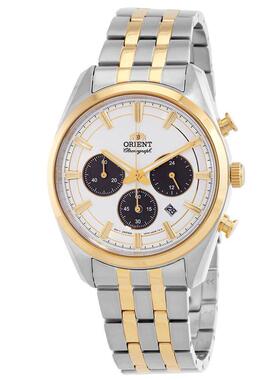 代购Orient东方男士腕表计时日期夜光太阳能钢带双色防水蓝宝石