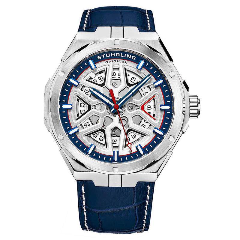 代购Stuhrling男士腕表夜光日期自动计时金属皮带防水钢壳商务