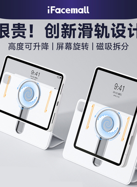 iFacemall新款悬浮滑轨ipadair7保护套适用苹果平板保护壳pro11寸磁吸拆分13抽屉笔槽6旋转5透明10代轻薄高级