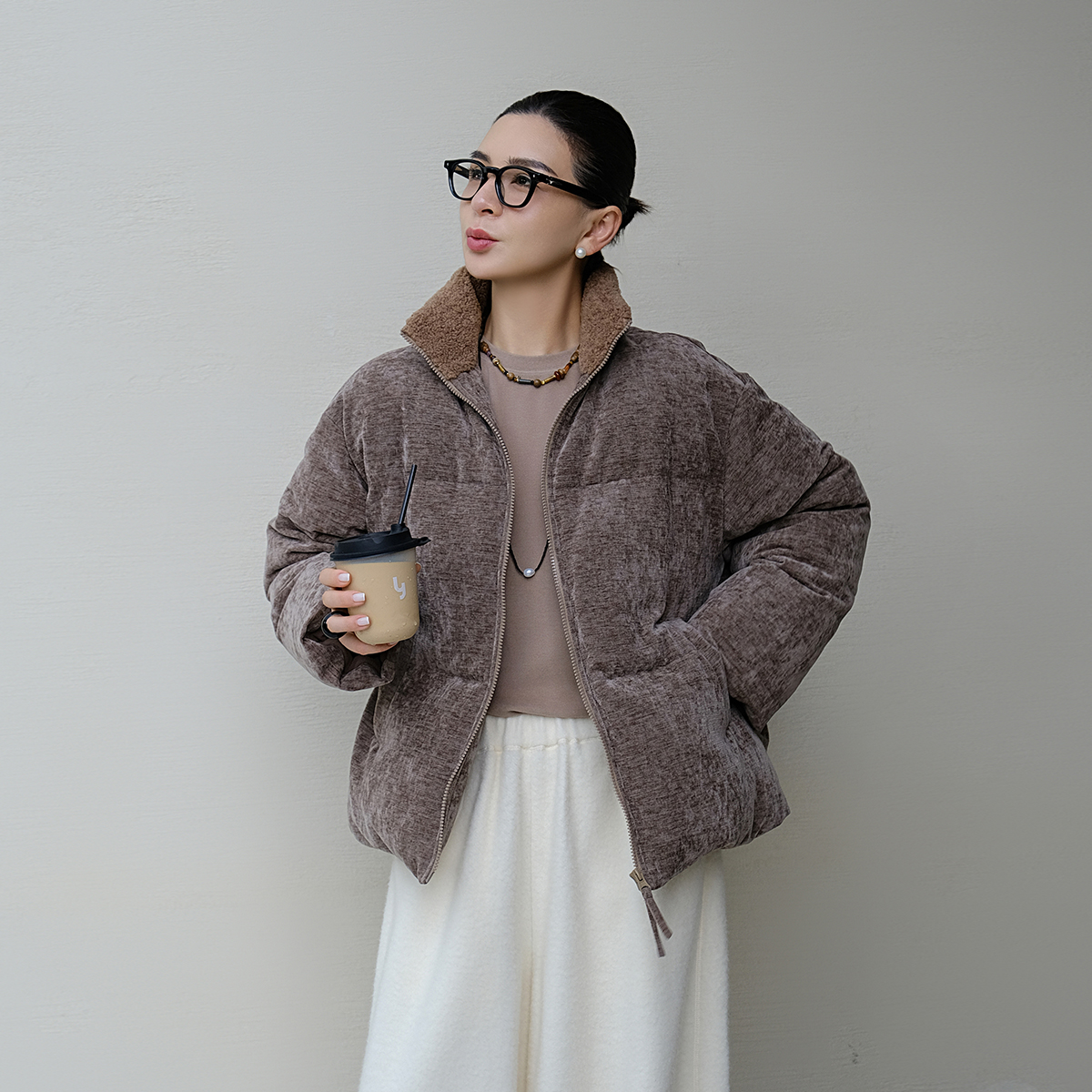 麻霖雪尼尔90白鹅绒休闲羽绒服