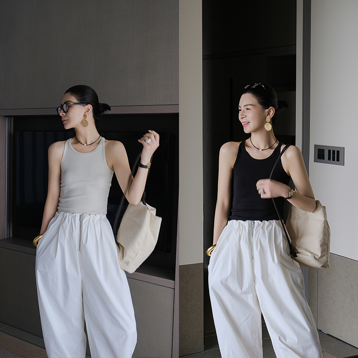 麻霖圆领舒适高弹细肩带打底背心